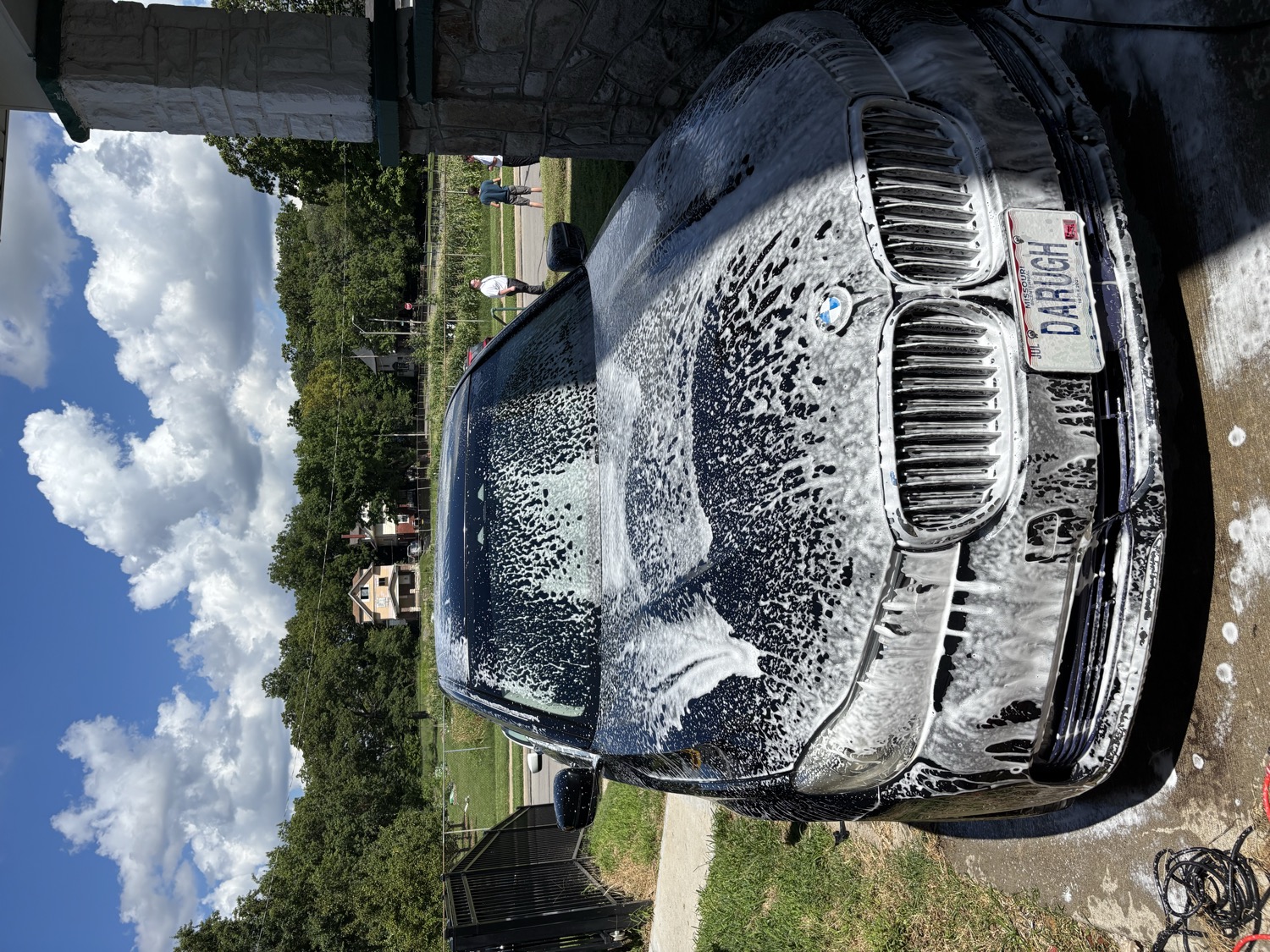 Foam wash on a BMW