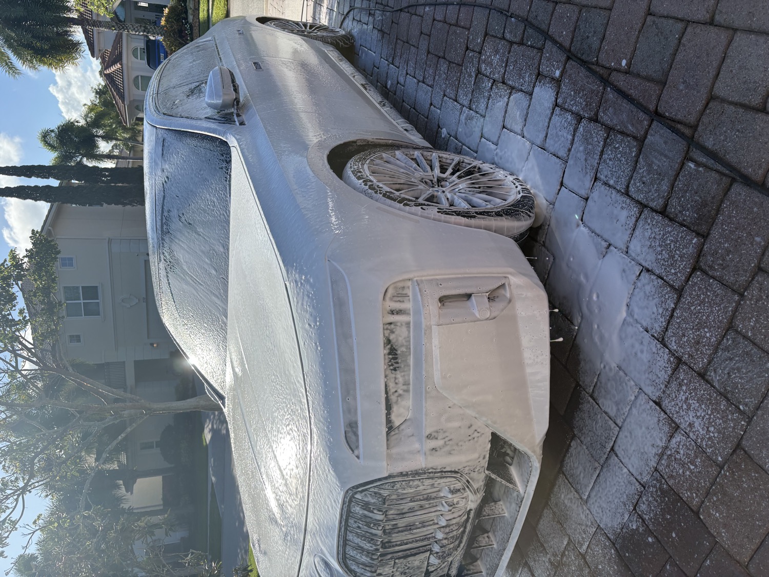 Foam wash on a BMW 7 Series