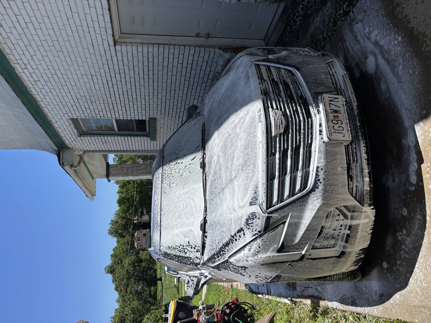 Foam wash on a Cadillac