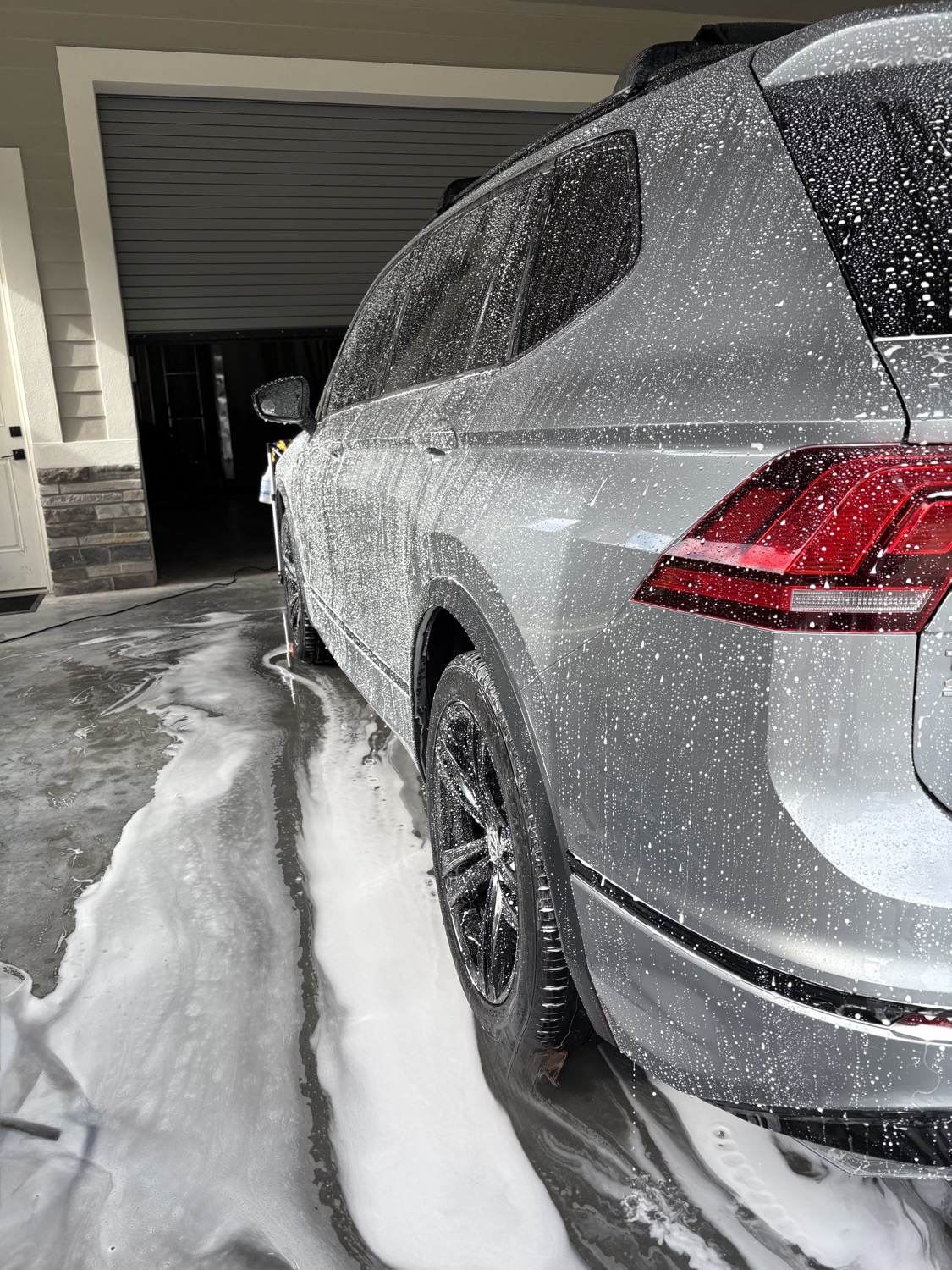 Foam wash on a Volkswagen SUV